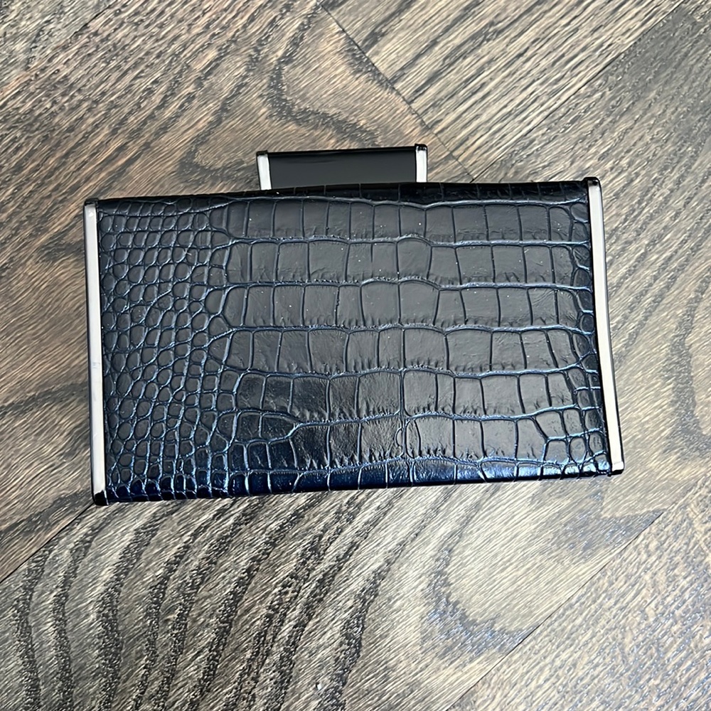 Zara black snakeskin clutch with optional chain